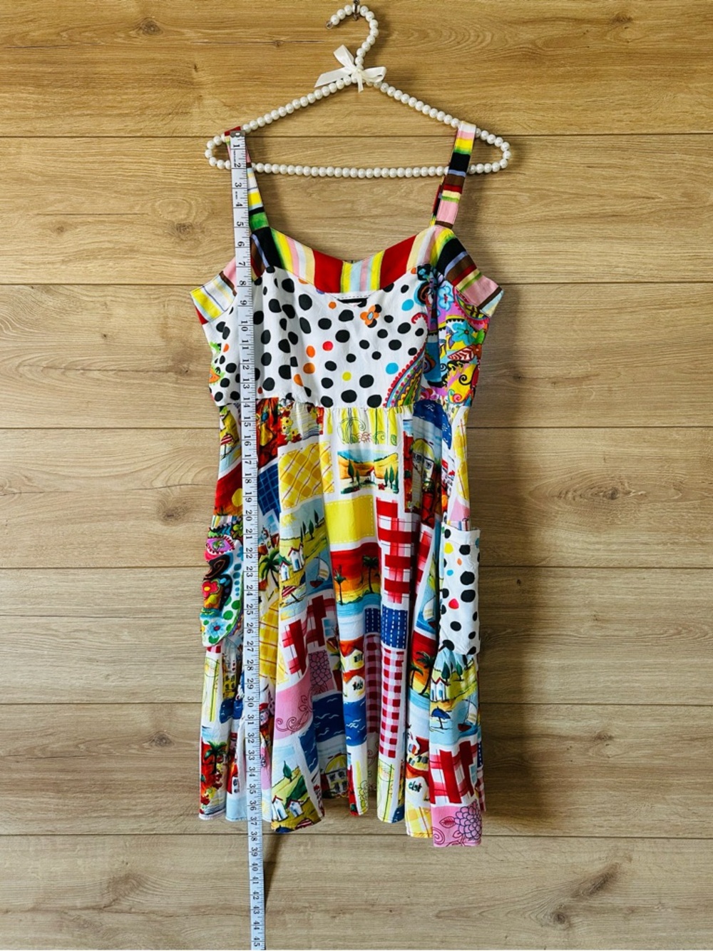 Jams World. Colorful Patchwork Polka Dot Sundress Vintage - Picture 7 of 8